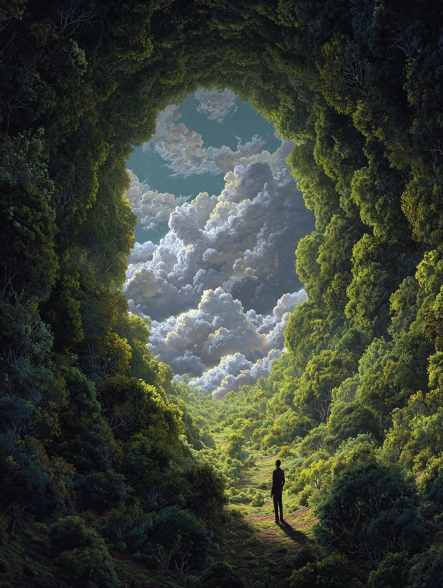 Forest Tunnel Light Cloudscape Surreal Art