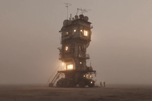 Industrial Desert Architecture Fog Illumination