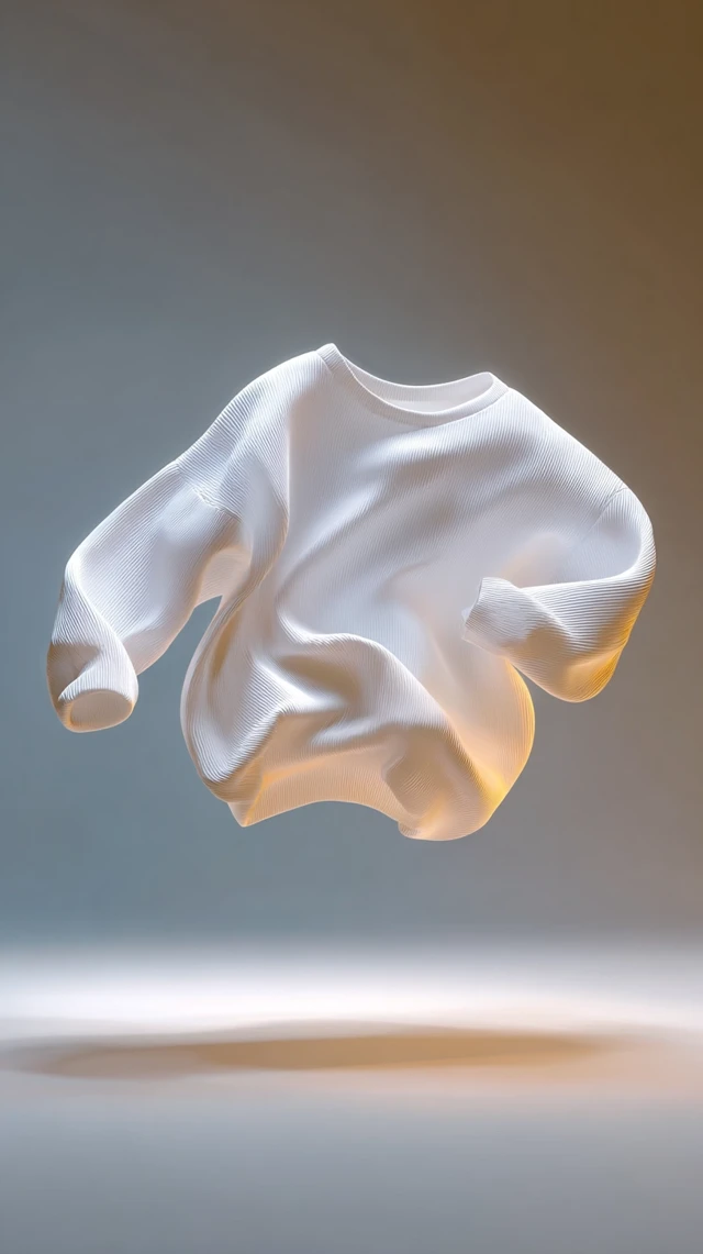 Floating White Sweater Minimalist Elegant 3D Art