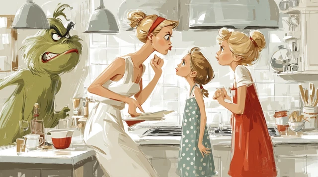 Family Argument in Kitchen with Grinch Spy