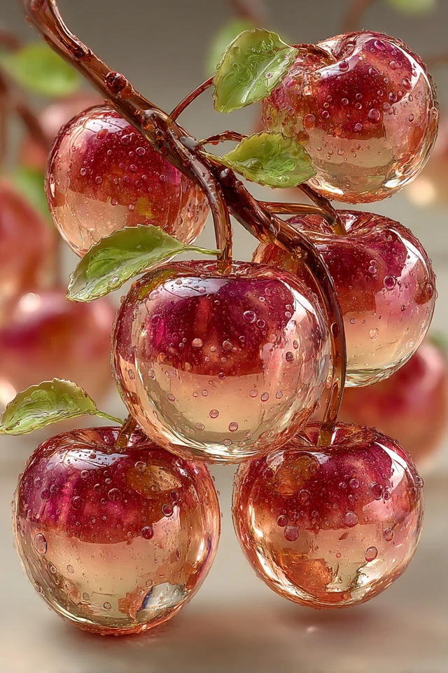 Glass Peaches Macro Photo Realistic