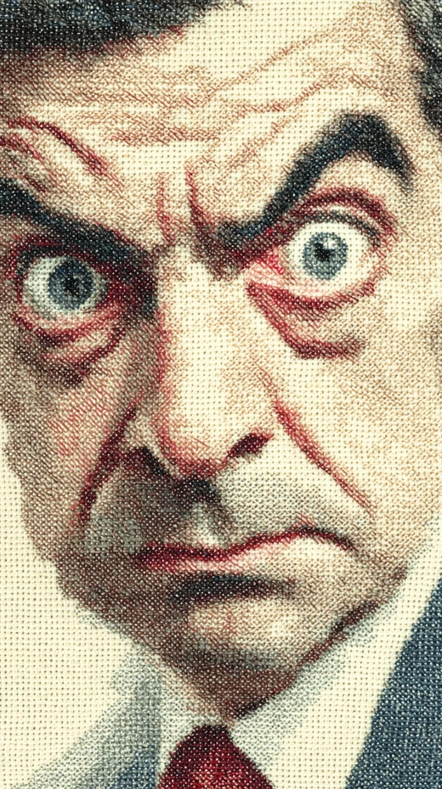 Mr Bean Cross Stitch Portrait Studio Photo