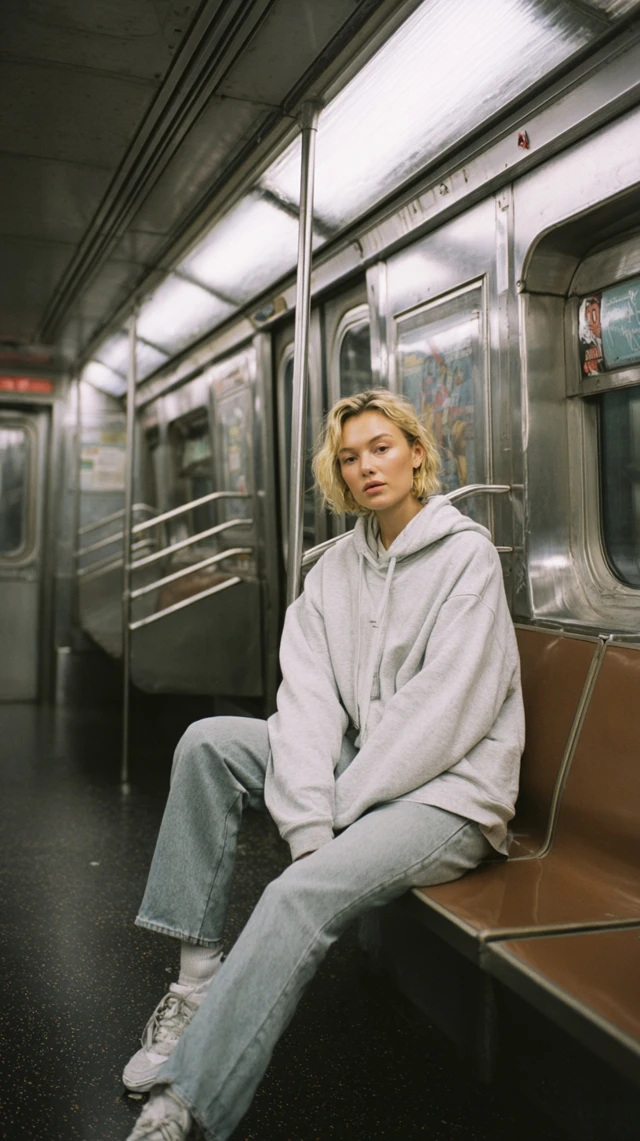 Subway Portrait Blonde Woman Editorial Style