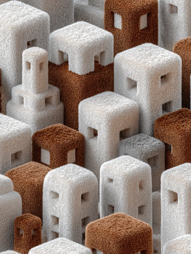 Retro Fur Pattern Surreal Minimalism Utopian Design