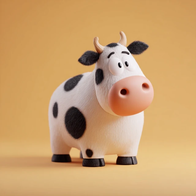 Cartoon Cow 3D Rendering Illustration