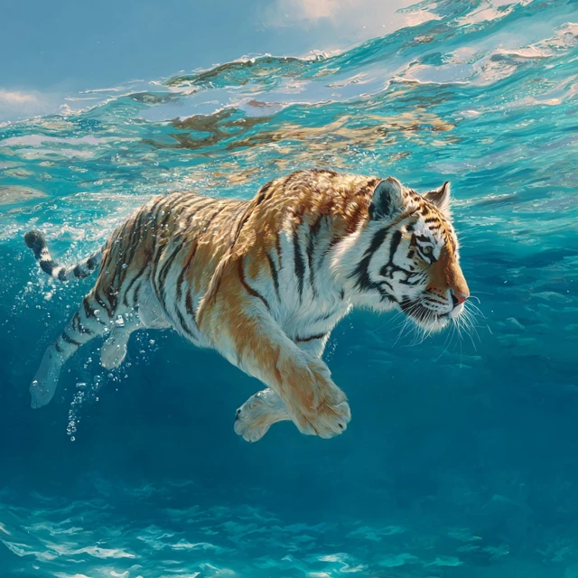 Underwater Tiger A Majestic Aquatic Scene
