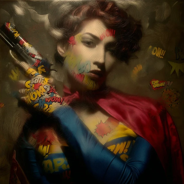 Superheroine with Gun Comic Book Style