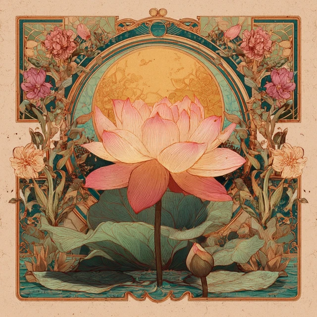 Lotus Album Art Floral Design Illustration