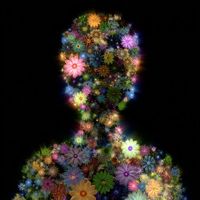 Fractal Flowers Silhouette Abstract Art