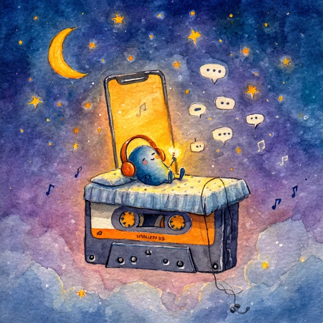 Dreamy Night Sky and Floating Bed Illustration