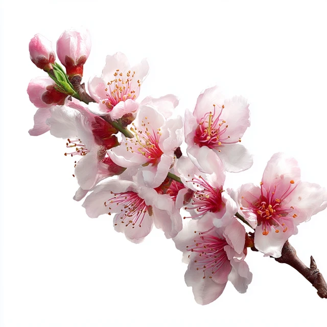 Peach Blossoms on White HD