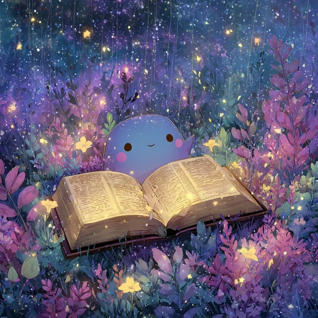 Cute Cartoon Bible With Starry Sky Spring Background