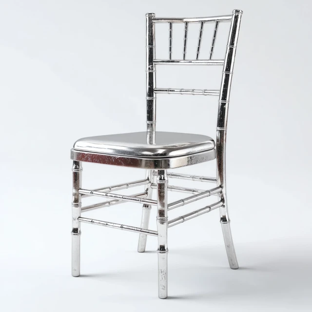3D Silver Chair on White Background Modern Design