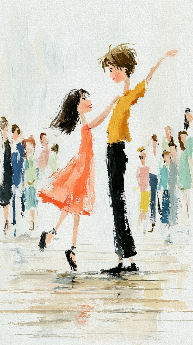 Kids Ballroom Dance Illustration Orange Dress Shirt