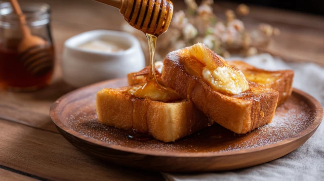 Honey Toast Delight Strawberry Treat Breakfast Food