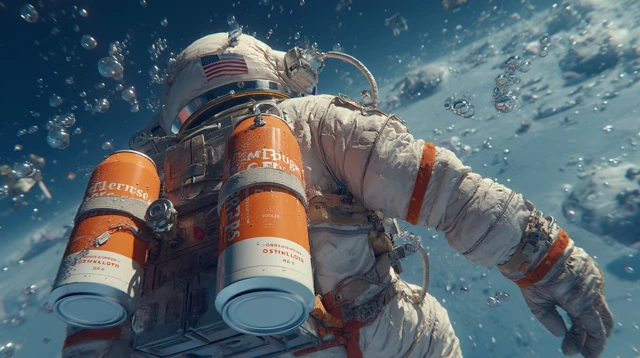 Astronaut in Space with Beer SciFi Comedy