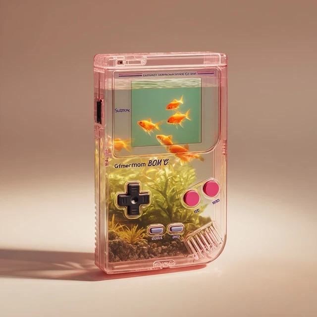 Game Boy Aquarium with Golden Fish Product Photo