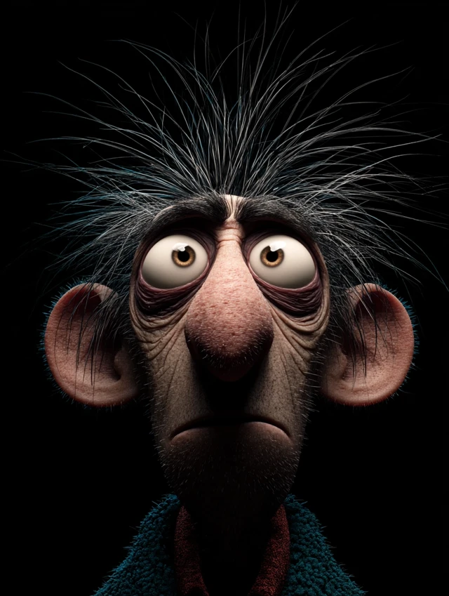 Exaggerated Pixar Character 3D Render