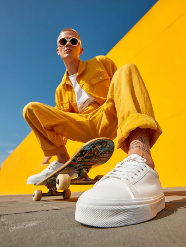 Skateboarder in White Sneakers Product Photo