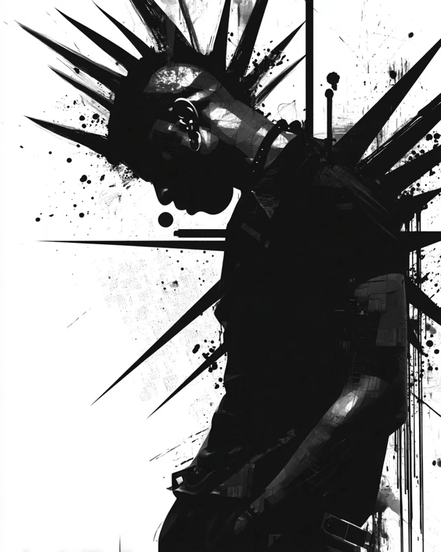 Punk Rock Style Black Man Minimalist Design