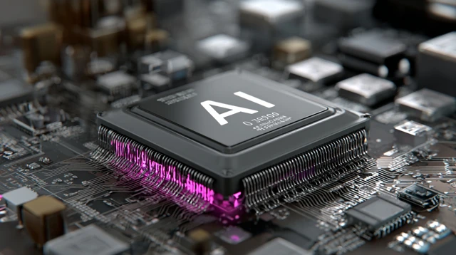 AI Processor Chip Futuristic Cyberpunk Design