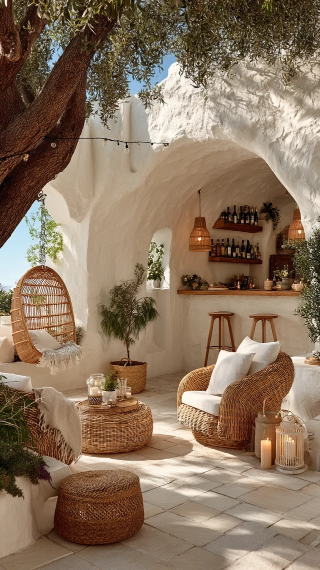 Mediterranean Outdoor Living Cozy White Space