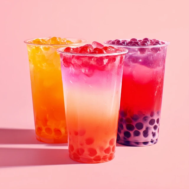 Colorful Boba Tea Drinks Refreshing Summer Beverages