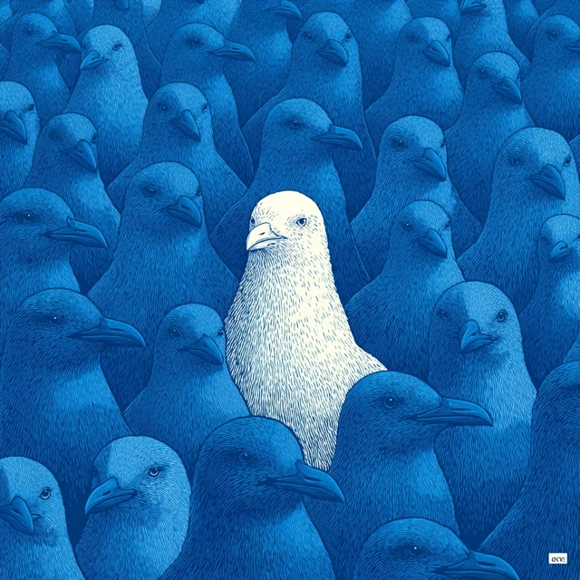 Seagulls Illustration Individuality and Nonconformity