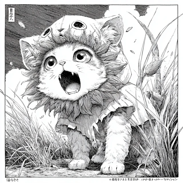 Manga Cat in Lion Costume Savannah Roar