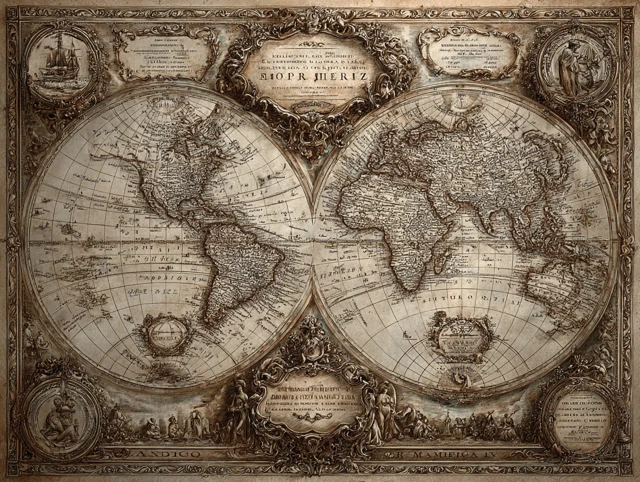Antique World Map Detailed Texture