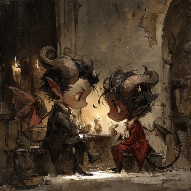 Romantic Devils Art Illustration Painting