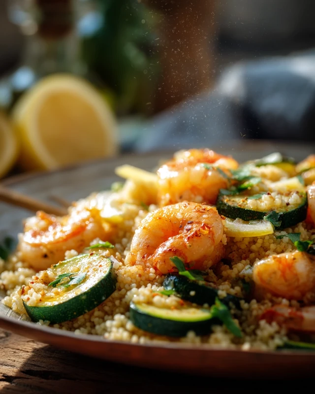 Cous Cous Gamberi e Zucchine A Mediterranean Seafood Dish