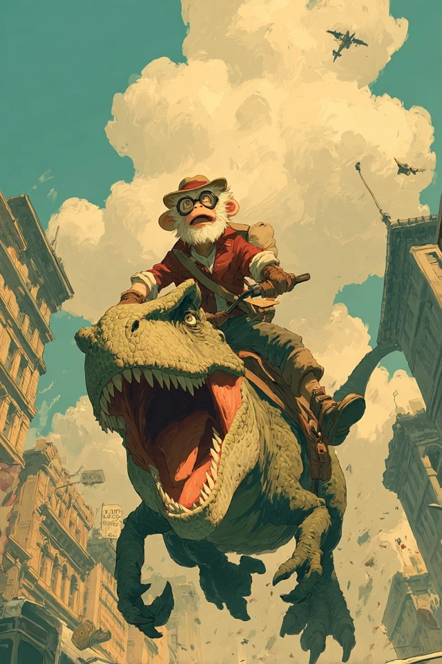 Velociraptor Rider in a Grand City