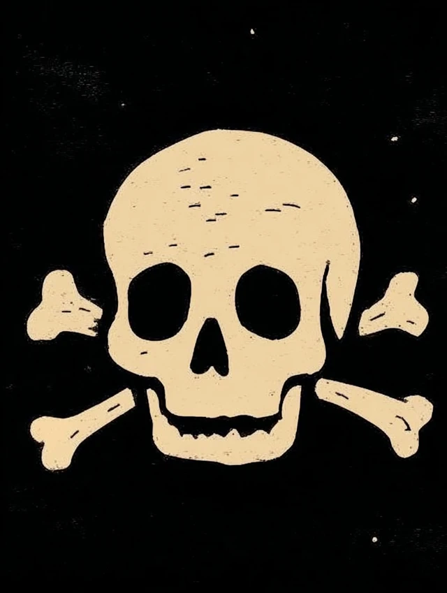 Skull and Crossbones Vintage Woodcut Illustration
