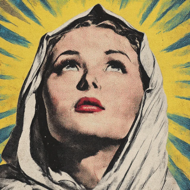 Holy Mary Vintage Comic Illustration