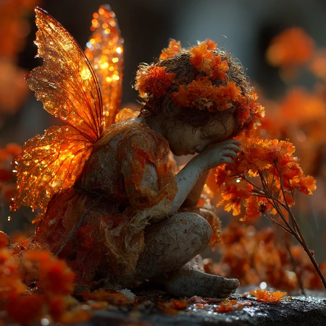 Compassion Fairy in Orange: Enchanting Fantasy Art