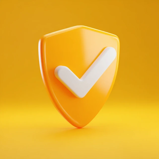 3D Shield Icon Checkmark Symbol Protection