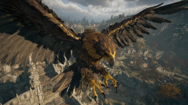 Majestic Griffon Above Burning Praag Fantasy Art