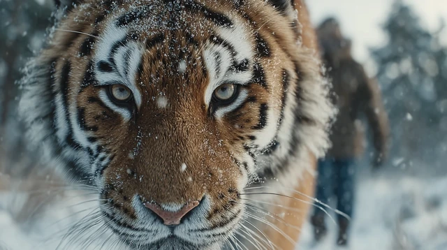 Tiger in the Snow Cinematic Wildlife Photography
