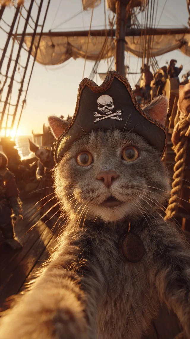 Pirate Cat Selfie Adventure on the High Seas