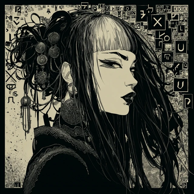 Cyberpunk Japanese Punk Woman Art Illustration