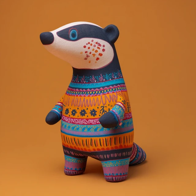 Cute Cartoon Badger Ceramic Model Folk Art