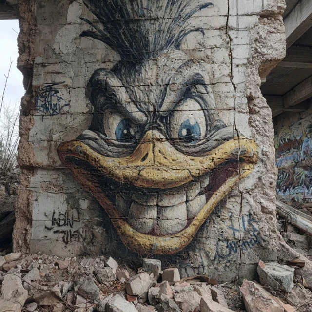 Abandoned Concrete Block Graffiti Art