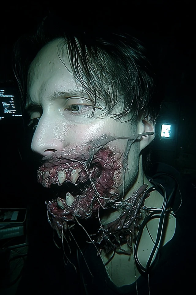 Scary Horror Portrait with Mouth Wound