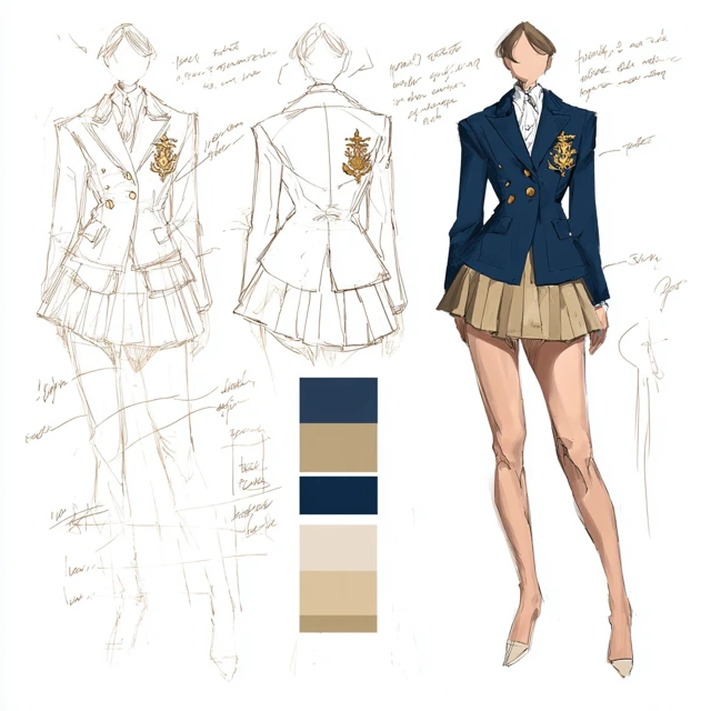 Fashion Sketch School Blazer and Mini Skirt