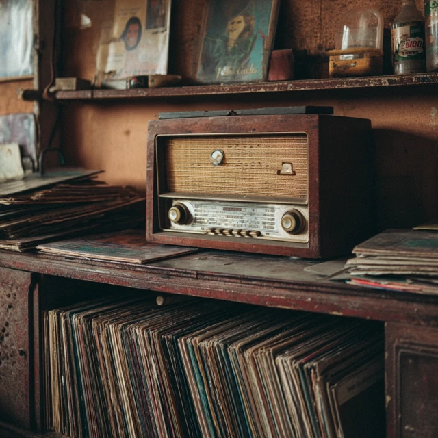 Vintage Radio and Vinyl Records