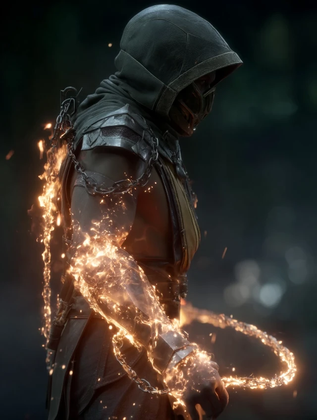 Mortal Kombat Scorpion Fiery Chain Whip
