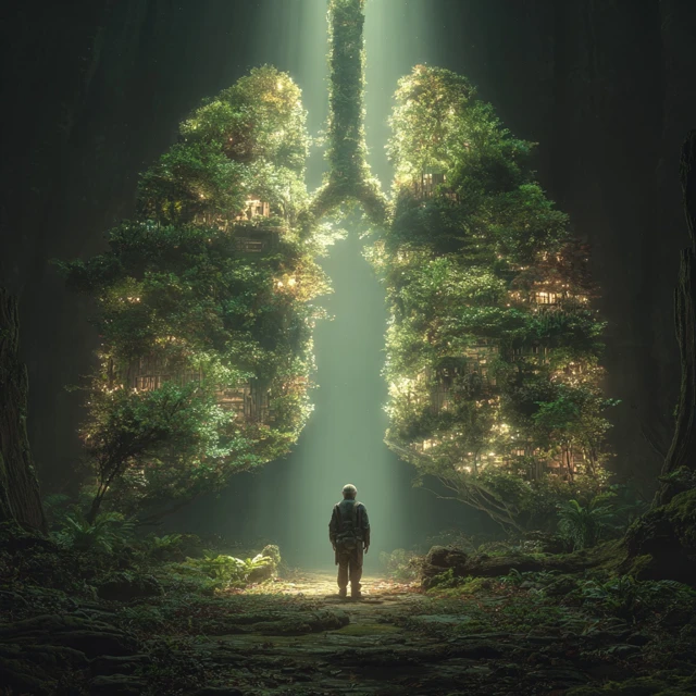 Healthy Lungs Forest Illustration Healthcare Advertisement