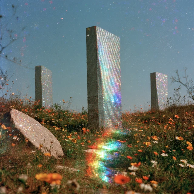 Retro SciFi Meadow Holographic Rhinestones