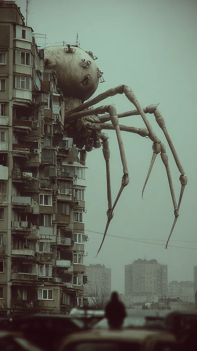 Giant Spider Over Russian City Realism